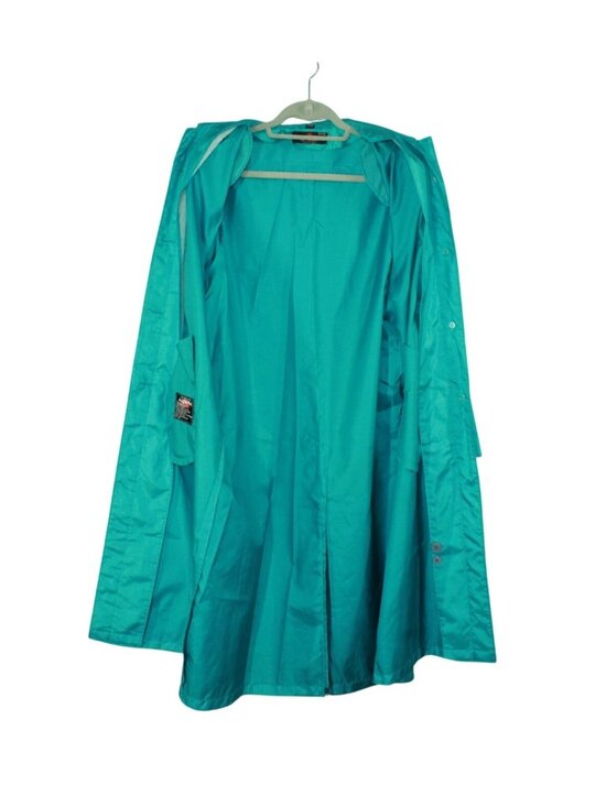 Vintage Alorna Long Lightweight Spring Trench Coat Teal Size 12 Pet - Picture 2 of 12